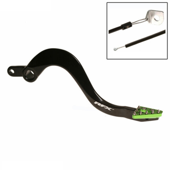 RFX Pro ST Rear Brake Lever (Black/Green) - Kawasaki KX125 FXRB2040199GN