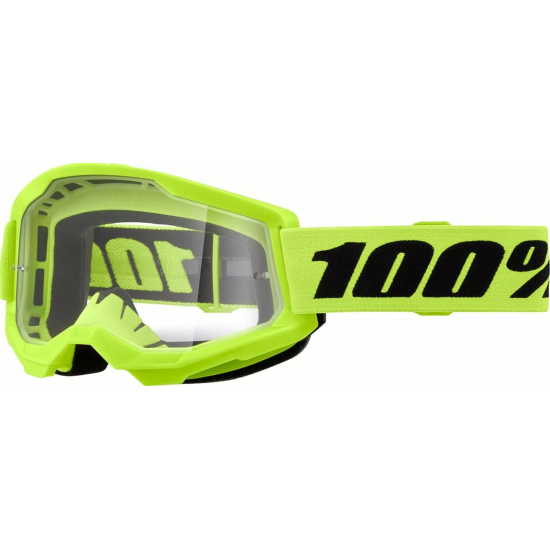 100% Strata 2 Goggle NEON YEL CLR 50027-00016