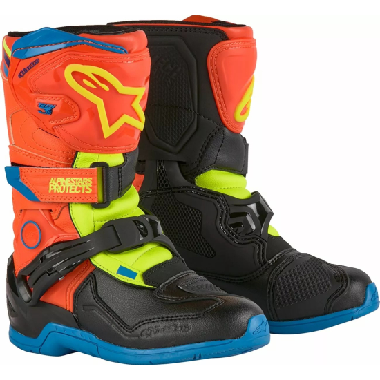 Alpinestars Tech 3S Kids Motocross 2024 Boots (Orange-Black-Yellow) 2014524-4755-10