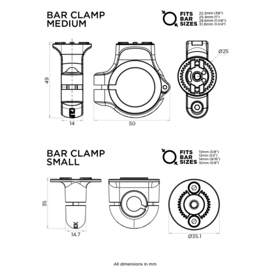 QUAD LOCK 360 Bar Clamp Base - Medium QLP-360-BCM #2