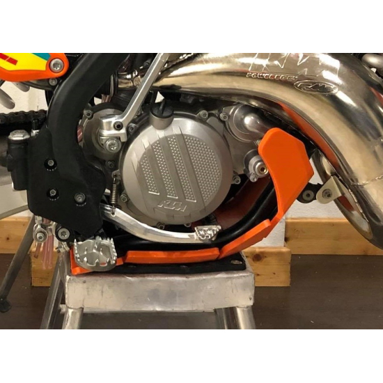 HDPE XTREM ORANGE 8MM SKID PLATE & LINKAGE GUARD KTM SX XCW 125 2017 - 2018