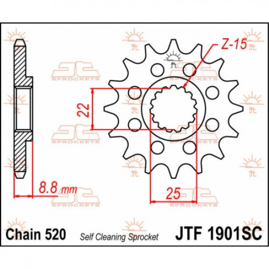 JT Sprockets Front Sprocket 13T - MX Self-Cleaning | 520 Chain Size