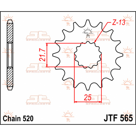 JT Sprockets Front Replacement Sprocket 17 Teeth 520 Pitch Natural Chromoly Steel JTF565.17