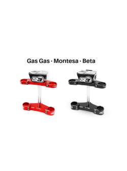 S3 Yokes Aluminium Set for Gas Gas, Montesa, Beta - 39mm (BLACK & RED) | HA-111