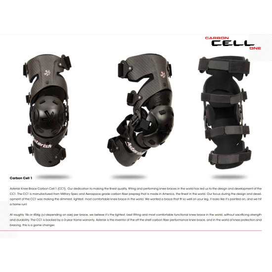 Asterisk Carbon Cell 1 Knee Brace - Pair AST-CC-**-R-1.0 #5