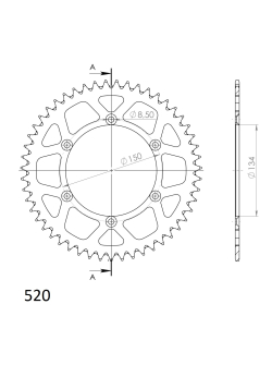 SUPERSPROX Aluminum Rear Sprocket RAL-460:49/50 for Motorbikes - Pro Performance