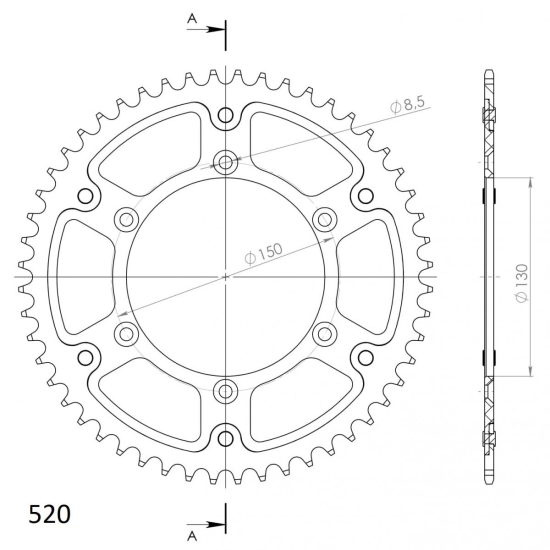 SUPERSPROX STEALTH REAR SPROCKET RST-245:52 - Durable Motorbike Performance