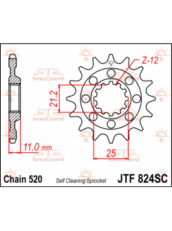 JT Sprockets JTF824.13SC Front Self Cleaning Sprocket 13 Teeth 520 Pitch Natural Chromoly Steel Alloy