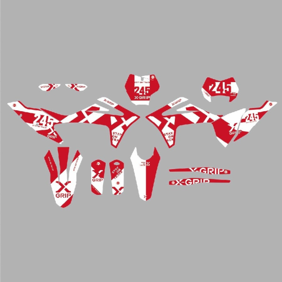 X-GRIP Graphic Kit #20 for GASGAS EC (F), MC (F), 2021 - (Red/White Mat * Grey/Mat)