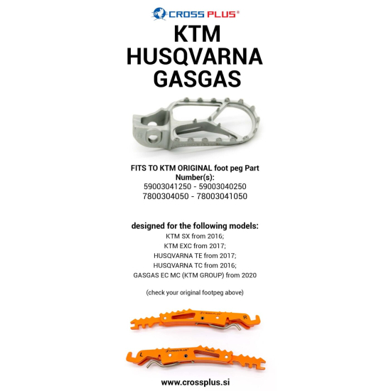 CROSSPLUS KTM, HUSQVARNA, GASGAS 2016- Passenger Footpegs (M #10