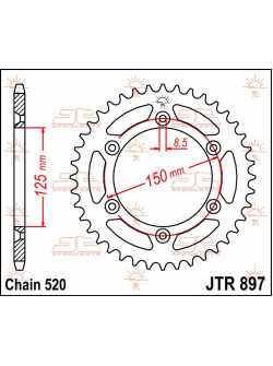 JT SPROCKETS Rear Sprocket 53T 520 JTR897.53