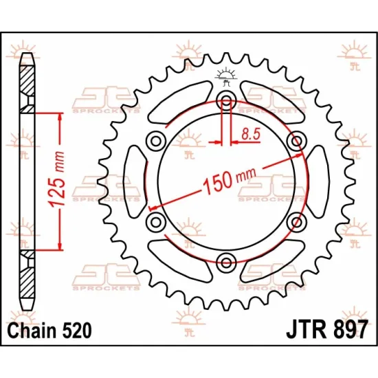 JT SPROCKETS Rear Sprocket 53T 520 JTR897.53 #1