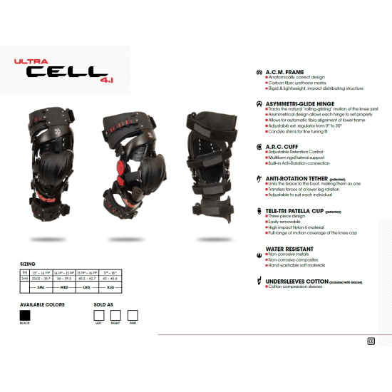 Asterisk Ultra Cell 4.1 Knee Brace - Pair AST-UC-**-BLK-P-4. #1